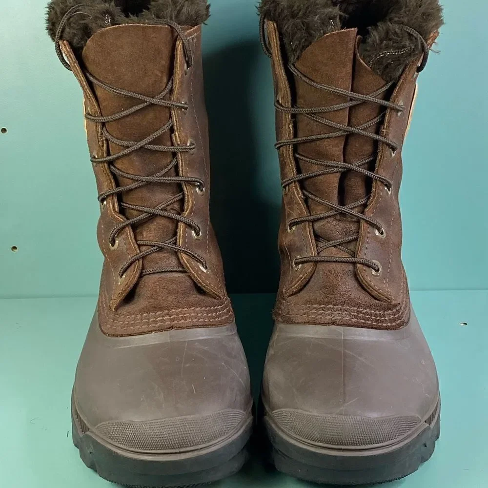 Sorel  VTG Kaufman Manitou Boots shoes Brown Rubber Leather Size 10 Mens